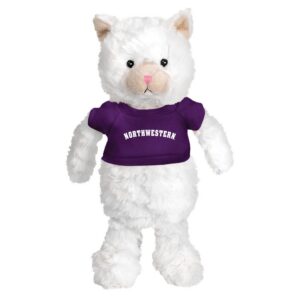 Northwestern University Wildcats Fuzzy Bunch Cat Wearing Purple "Northwestern" Tee Shirt