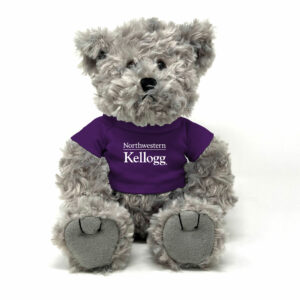 Northwestern I Kellogg Traditional Gray Bear Wearing Purple "Northwestern I Kellogg" Tee Shirt