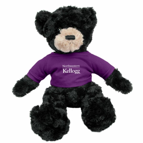 Northwestern I Kellogg Traditional Tan Bear Wearing Purple "Northwestern I Kellogg" Tee Shirt