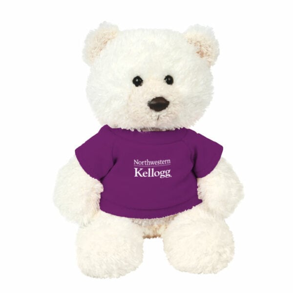 Northwestern I Kellogg Baxter Cream Bear Wearing Purple "Northwestern I Kellogg" Tee Shirt