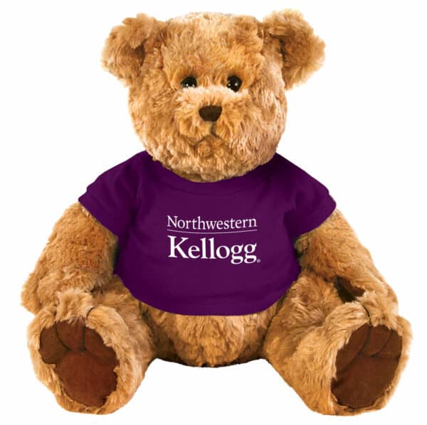 Northwestern I Kellogg Large Traditional Bear Wearing Purple "Northwestern I Kellogg" Tee Shirt