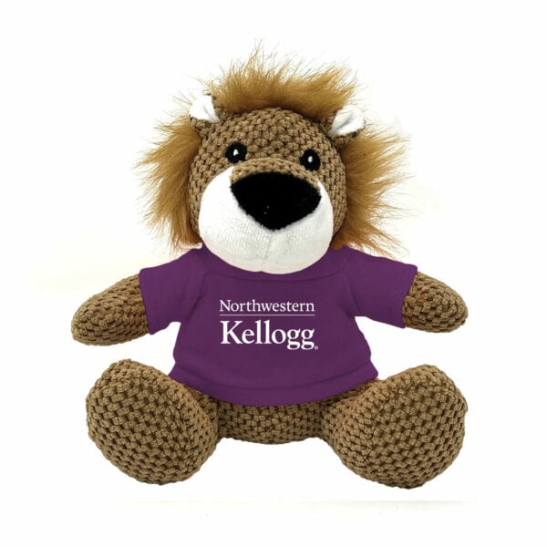 Northwestern I Kellogg Friendly Bunch Lion Wearing Purple "Northwestern I Kellogg" Tee Shirt