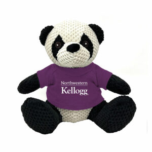 Northwestern I Kellogg Friendly Bunch Panda Bear Wearing Purple "Northwestern I Kellogg" Tee Shirt