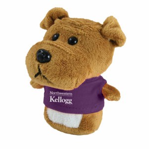 Northwestern I Kellogg Wild Bunch Shorties Plush Bulldog Wearing Purple "Northwestern I Kellogg" Tee Shirt