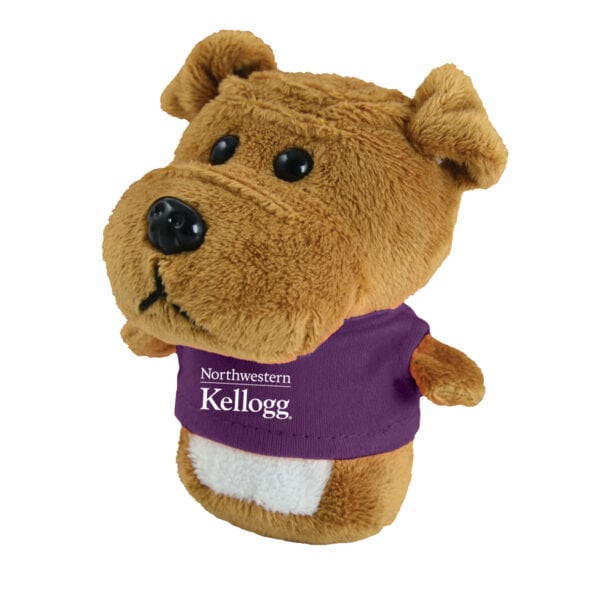 Northwestern I Kellogg Wild Bunch Shorties Plush Bulldog Wearing Purple "Northwestern I Kellogg" Tee Shirt