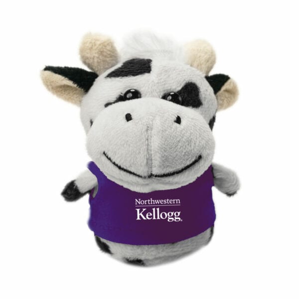 Northwestern I Kellogg Wild Bunch Shorties Plush Cow Wearing Purple "Northwestern I Kellogg" Tee Shirt