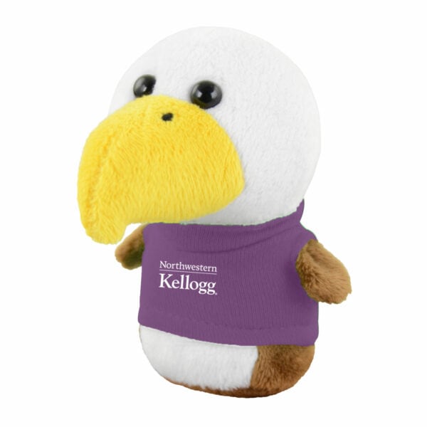 Northwestern I Kellogg Wild Bunch Shorties Plush Eagle Wearing Purple "Northwestern I Kellogg" Tee Shirt