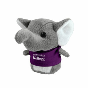 Northwestern I Kellogg Wild Bunch Shorties Plush Elephant Wearing Purple "Northwestern I Kellogg" Tee Shirt
