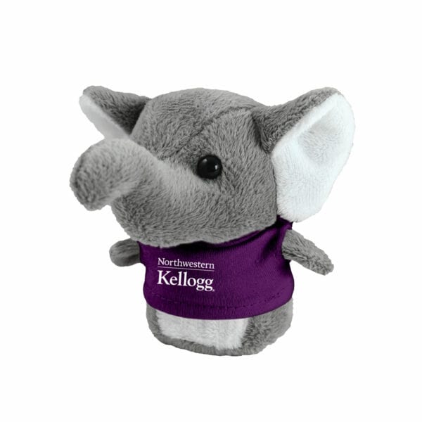 Northwestern I Kellogg Wild Bunch Shorties Plush Elephant Wearing Purple "Northwestern I Kellogg" Tee Shirt