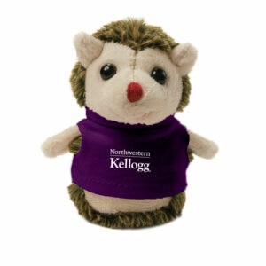Northwestern I Kellogg Wild Bunch Shorties Plush Hedgehog Wearing Purple "Northwestern I Kellogg" Tee Shirt