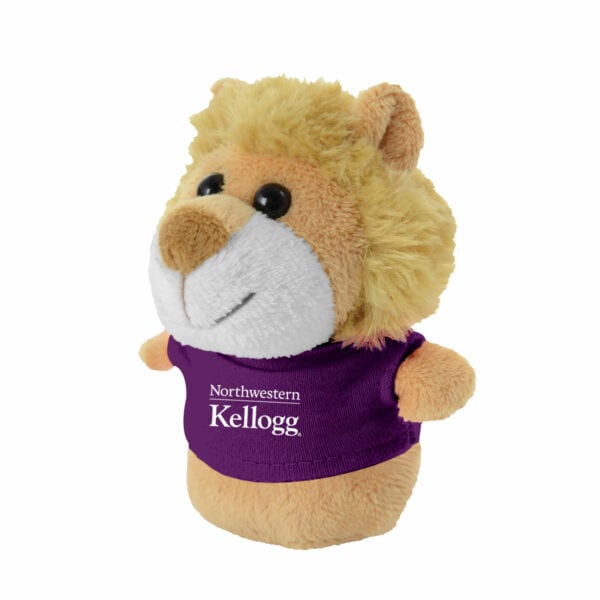 Northwestern I Kellogg Wild Bunch Shorties Plush Lion Wearing Purple "Northwestern I Kellogg" Tee Shirt