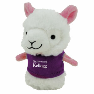 Northwestern I Kellogg Wild Bunch Shorties Plush Llama Wearing Purple "Northwestern I Kellogg" Tee Shirt