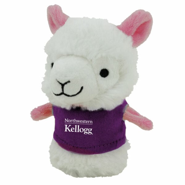 Northwestern I Kellogg Wild Bunch Shorties Plush Llama Wearing Purple "Northwestern I Kellogg" Tee Shirt