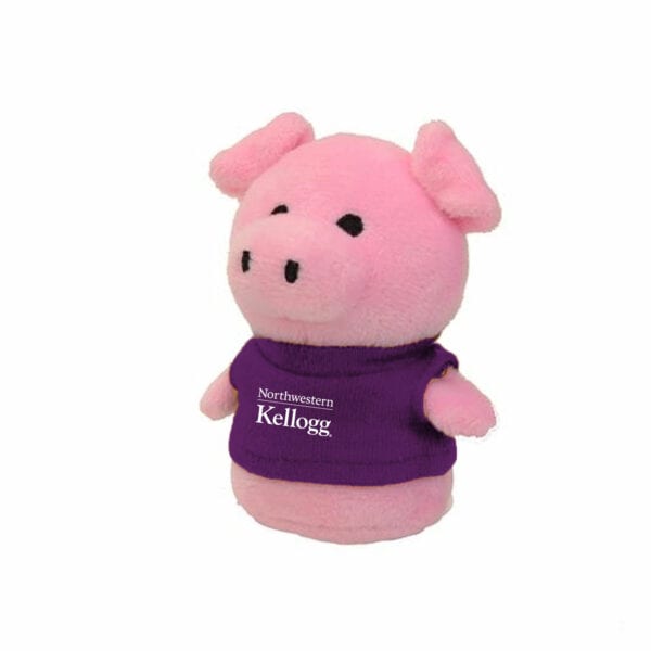 Northwestern I Kellogg Wild Bunch Shorties Plush Pig Wearing Purple "Northwestern I Kellogg" Tee Shirt