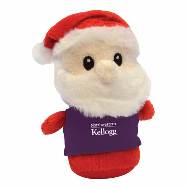 Northwestern I Kellogg Wild Bunch Shorties Plush Santa Wearing Purple "Northwestern I Kellogg" Tee Shirt