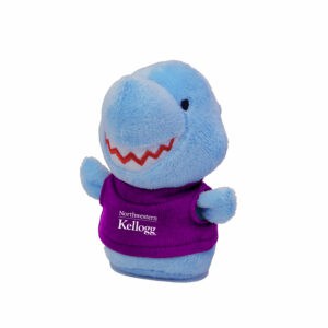 Northwestern I Kellogg Wild Bunch Shorties Plush Shark Wearing Purple "Northwestern I Kellogg" Tee Shirt