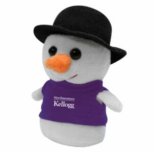 Northwestern I Kellogg Wild Bunch Shorties Plush Snowman Wearing Purple "Northwestern I Kellogg" Tee Shirt