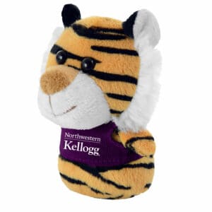 Northwestern I Kellogg Wild Bunch Plush Tiger Wearing Purple "Northwestern I Kellogg" Tee Shirt