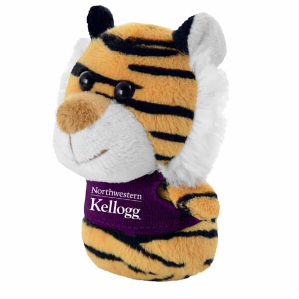 Northwestern I Kellogg Wild Bunch Plush Tiger Wearing Purple "Northwestern I Kellogg" Tee Shirt
