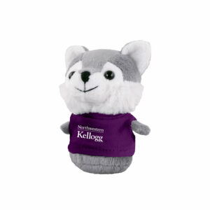 Northwestern I Kellogg Wild Bunch Plush Wildcat Wearing Purple "Northwestern I Kellogg" Tee Shirt