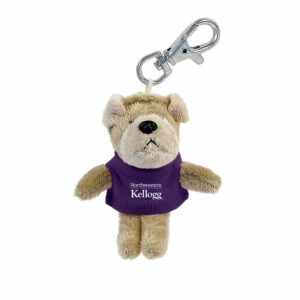 Northwestern I Kellogg Wild Bunch Plush Bulldog Wearing Purple "Northwestern I Kellogg" Tee Shirt Key Tag