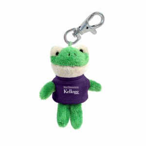 Northwestern I Kellogg Wild Bunch Plush Frog Wearing Purple "Northwestern I Kellogg" Tee Shirt Key Tag