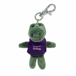 Northwestern I Kellogg Wild Bunch Plush Gator Wearing Purple "Northwestern I Kellogg" Tee Shirt Key Tag