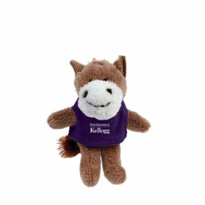 Northwestern I Kellogg Wild Bunch Plush Horse Wearing Purple "Northwestern I Kellogg" Tee Shirt Key Tag