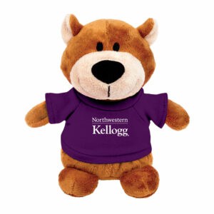 Northwestern I Kellogg Bean Bag Buddies Bear Wearing Purple "Northwestern I Kellogg" Tee Shirt