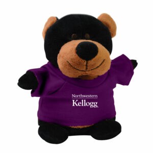 Northwestern I Kellogg Bean Bag Buddies Black Bear Wearing Purple "Northwestern I Kellogg" Tee Shirt