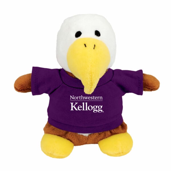 Northwestern I Kellogg Bean Bag Buddies Eagle Wearing Purple "Northwestern I Kellogg" Tee Shirt