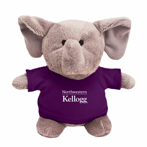 Northwestern I Kellogg Bean Bag Buddies Elephant Wearing Purple "Northwestern I Kellogg" Tee Shirt