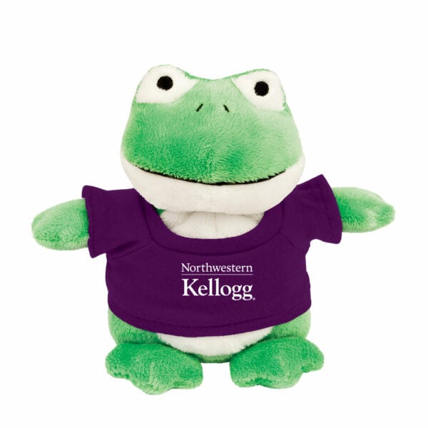 Northwestern I Kellogg Bean Bag Buddies Frog Wearing Purple "Northwestern I Kellogg" Tee Shirt