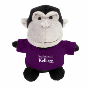 Northwestern I Kellogg Bean Bag Buddies Gorilla Wearing Purple "Northwestern I Kellogg" Tee Shirt