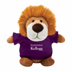 Northwestern I Kellogg Bean Bag Buddies Lion Wearing Purple "Northwestern I Kellogg" Tee Shirt