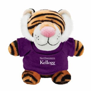Northwestern I Kellogg Bean Bag Buddies Tiger Wearing Purple "Northwestern I Kellogg" Tee Shirt