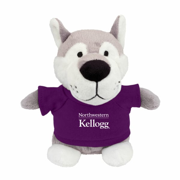 Northwestern I Kellogg Bean Bag Buddies Wildcat Wearing Purple "Northwestern I Kellogg" Tee Shirt