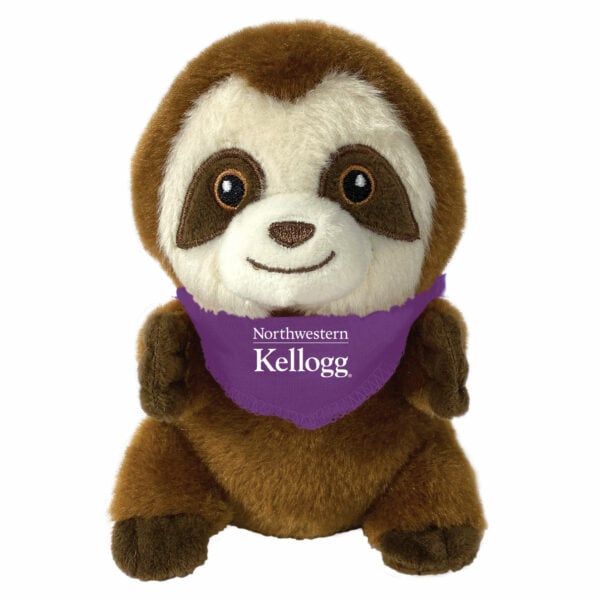 Northwestern I Kellogg Little Buddies Plush Sloth Wearing Purple "Northwestern I Kellogg" Bandana