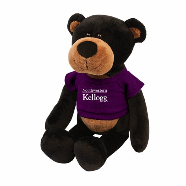 Northwestern I Kellogg Wild Bunch Black Bear Wearing Purple "Northwestern I Kellogg" Tee Shirt