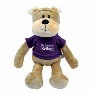 Northwestern I Kellogg Wild Bunch Plush Bulldog Wearing Purple "Northwestern I Kellogg" Tee Shirt