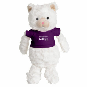 Northwestern I Kellogg Fuzzy Bunch Cat Wearing Purple "Northwestern I Kellogg" Tee Shirt