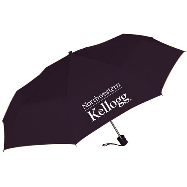 Northwestern I Kellogg 42" Black Super Pocket Mini Folding Umbrella