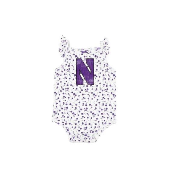Northwestern University Wildcats Colosseum Infant Girl's Hopper Purple Flower Print Onesie