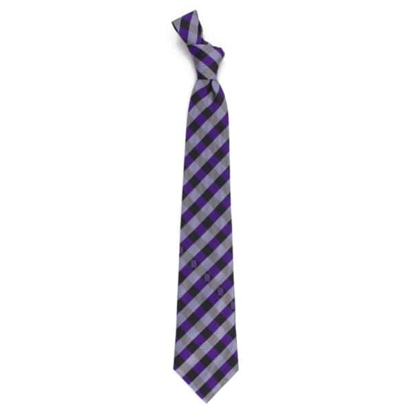 Northwestern University Wildcats Check Necktie with Stylized N design