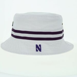 Northwestern University Wildcats Relaxed Twill White Floppy/Bucket Hat with Contrasting Team Color Band and Stylized N Design