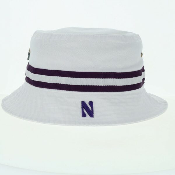 Northwestern University Wildcats Relaxed Twill White Floppy/Bucket Hat with Contrasting Team Color Band and Stylized N Design