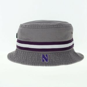Northwestern University Wildcats Relaxed Twill Gray Floppy/Bucket Hat with Contrasting Team Color Band and Stylized N Design