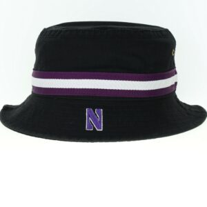 Northwestern University Wildcats Relaxed Twill Black Floppy/Bucket Hat with Contrasting Team Color Band and Stylized N Design