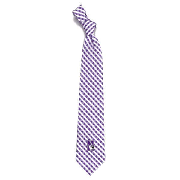 Northwestern University Wildcats Gingham Necktie with N-Cat Design