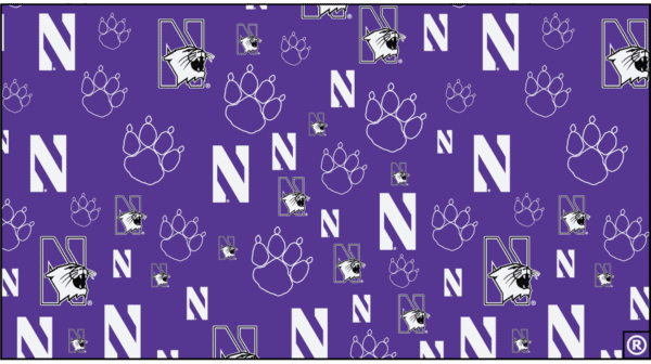 Northwestern University Wildcats Relaxed Purple Floppy/Bucket Hat with All Over Mixed Logos Print Design-2